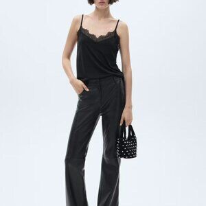 Mango Black Lace Trim Cami Top | Size M